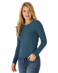 Wrangler® Ladies' L/S Ruched Top Blue