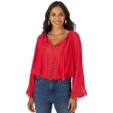 Wrangler Retro® Ladies' Red Crochet Inset Top