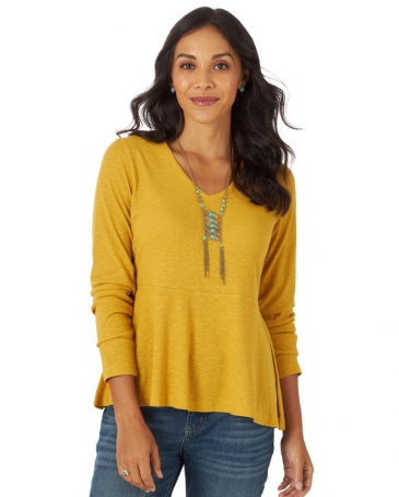 Wrangler® Ladies' Yellow V-Neck Top