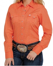 Cinch® Ladies' Orange Check LS Snap Shirt