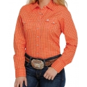 Cinch® Ladies' Orange Check LS Snap Shirt