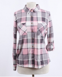 Ladies' Brushed Plaid Shirt Pink