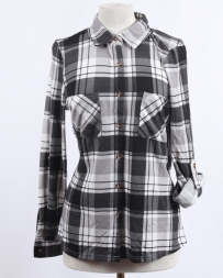 Ladies' Brushed Plaid Shirt Black