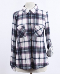 Ladies' Brushed Plaid Shirt Blue