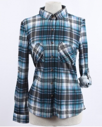 Ladies' Brushed Plaid Shirt Navy