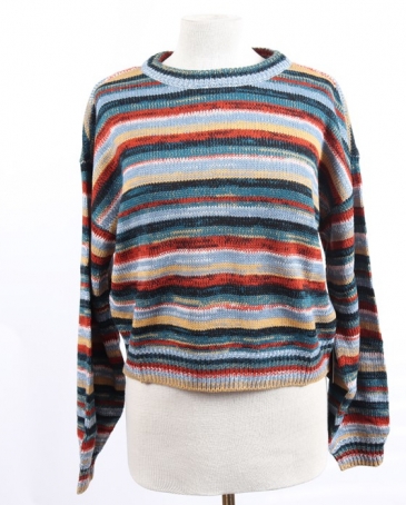 Rock and Roll Cowgirl® Ladies' Striped Multi Color Cropped Sweater