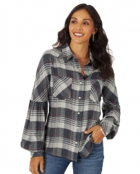 Wrangler® Ladies' Blue Plaid Blouse