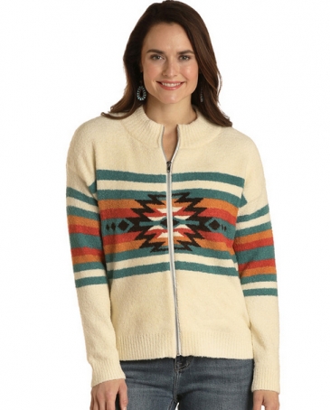 Rock and Roll Cowgirl® Ladies' Aztec Zip Front Sweater
