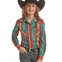 Rock and Roll Cowgirl® Girls' Geo Stripe LS Snap Shirt