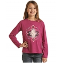 Rock and Roll Cowgirl® Girls' Aztec Skull LS Tee
