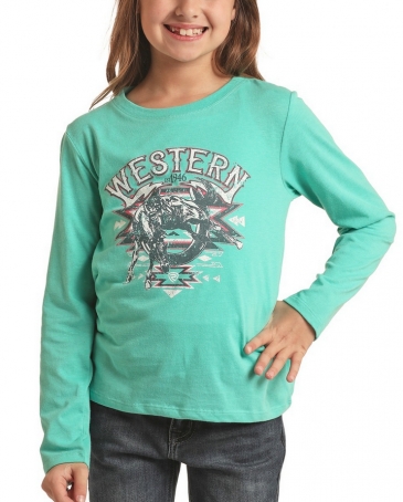 Rock and Roll Cowgirl® Girls' Western Bronc LS Tee