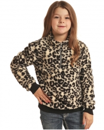 Rock and Roll Cowgirl® Girls' 1/4 Zip Cheetah Pullover