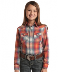 Rock and Roll Cowgirl® Girls' Ombre Plaid LS Snap Shirt