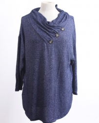 Ladies' Button Collar Cowl Neck Top