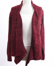 Ladies' Burgundy Chenille Cardigan