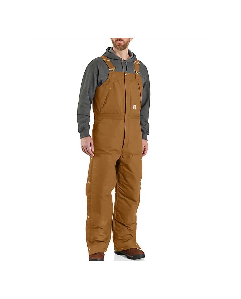 Carhartt Men's Loose Fit Firm Duck Insulated Bib Overall in Carhartt Brown