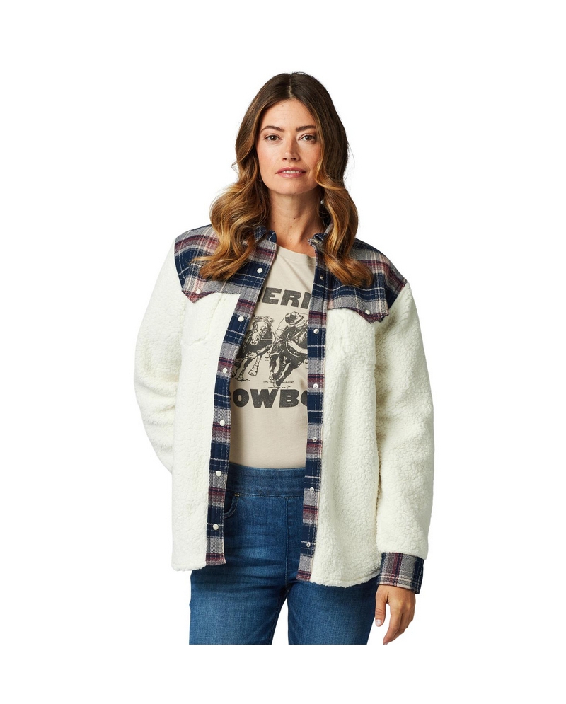 Wrangler Ladies Western Boyfriend Sherpa Shirt Fort Brands