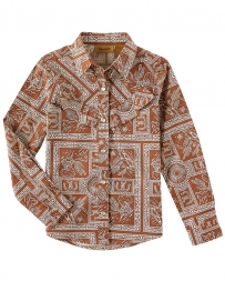 Wrangler® Girls' Western Print LS Snap