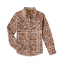 Wrangler® Girls' Western Print LS Snap