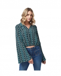 Wrangler® Ladies' Teal Bell Sleeve Blouse