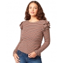 Wrangler® Ladies' Striped Flutter Shoulder Top