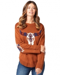 Wrangler® Ladies' Skull Curved Hem Sweater