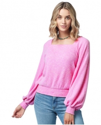 Wrangler® Ladies' Pink Smocked Top