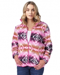 Wrangler® Ladies' Pink Aztec Sherpa Jacket