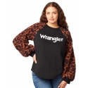 Wrangler® Ladies' Cheetah Sleeve Pullover