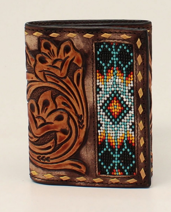 3D Belt Company® Men's Beaded Inlay Trifold Wallet - Fort Brands