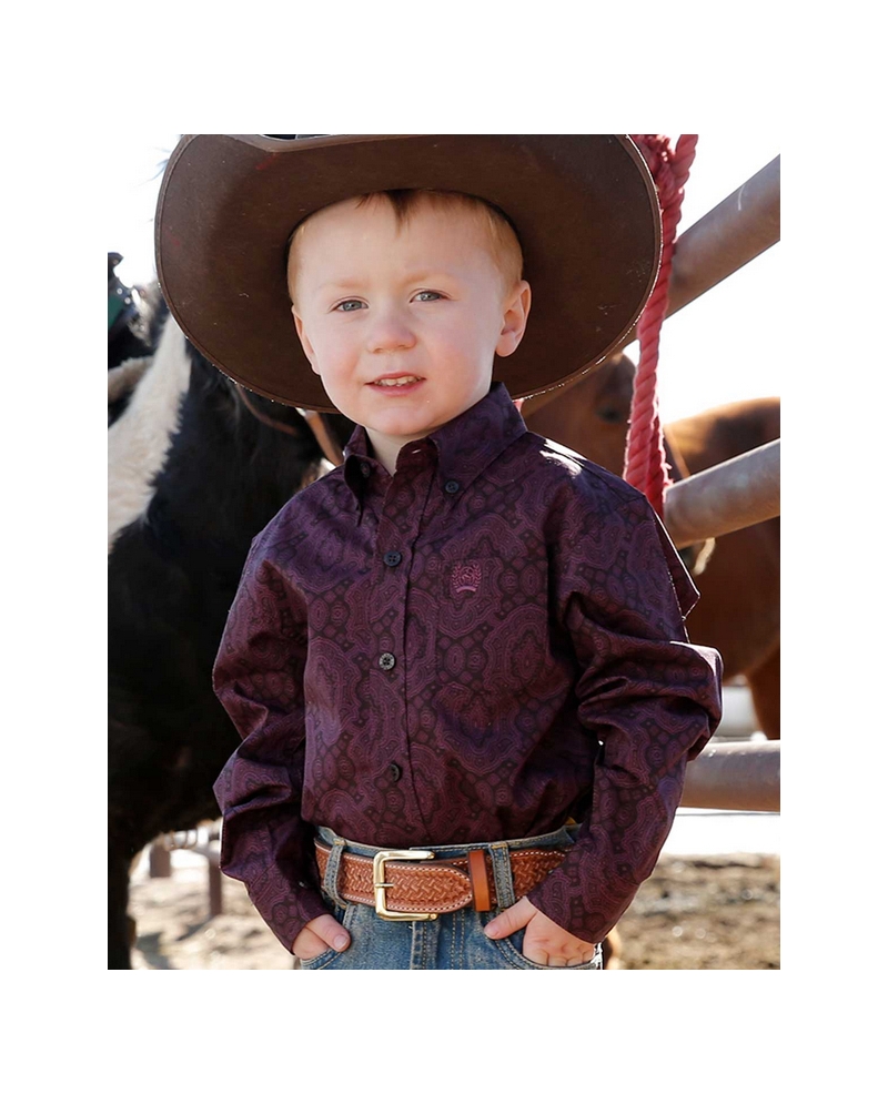 Cinch® Boys' Toddler LS Print Fort Brands