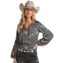 Rock and Roll Cowgirl® Ladies' Floral Print Smocked Blouse