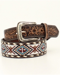 Nocona Belt Co.® Men's Floral Tab Beaded Buckstitch Belt