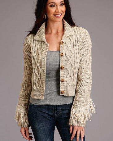 Stetson® Ladies' Fringed Cable Knit Sweater - Fort Brands