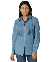 Wrangler® Ladies' Fringed Denim Shirt