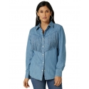 Wrangler® Ladies' Fringed Denim Shirt