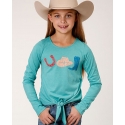 Roper® Girls' Triple Threat Tie Front Top