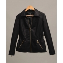 Pine Apparel® Ladies' Collard Vegan Leather Jacket - Plus
