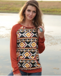 Cruel® Ladies' Aztec Print Raglan Sweater