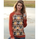 Cruel® Ladies' Aztec Print Raglan Sweater