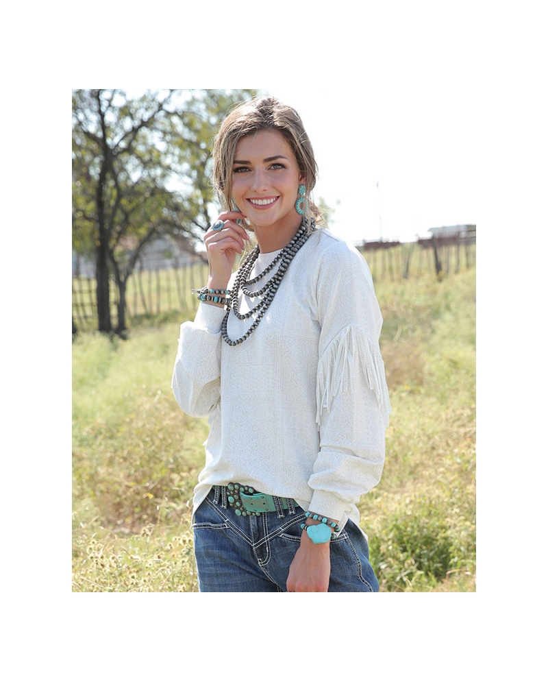 Cruel® Ladies' Fringed French Terry Top Fort Brands