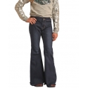 Rock and Roll Cowgirl® Girls' Dark Wash Button Bell Flare