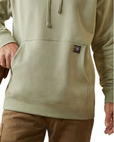 Mens Rebar Lightweight Logo Hoodie In Heather Grey Orange main image 0