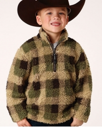 Roper® Boys' 1/4 Zip Plaid Sherpa Pullover