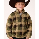 Roper® Boys' 1/4 Zip Plaid Sherpa Pullover