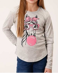 Roper® Girls' Bubblegum Horse L/S Tee