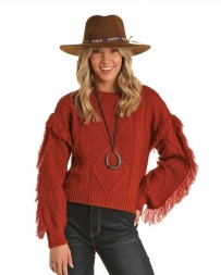 Rock and Roll Cowgirl® Ladies' Cable Knit Fringed Sweater
