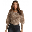 Rock and Roll Cowgirl® Ladies' Cheetah Puff Sleeve Top