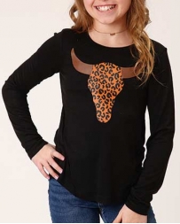 Roper® Girls' Cheetah Steerhead L/S Tee