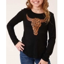 Roper® Girls' Cheetah Steerhead L/S Tee